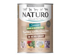 Naturo Grain & Gluten Free Senior karma mokra dla psa w sosie ziołowym 390g