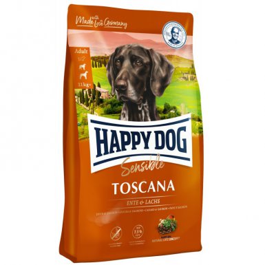 Happy Dog Sensible Toscana bezglutenowa z niskotłuszczową rybą morską i kaczką dla psów wykastrowanych