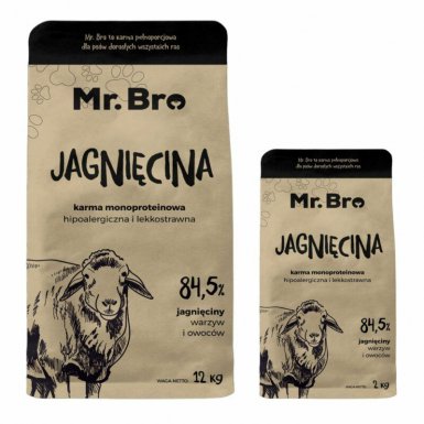 Mr.Bro Monoproteinowa Sucha Karma dla psów dorosłych z jagnięciną