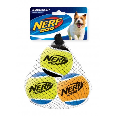 Nerf Zestaw piszczących piłek tenisowych dla psa 6,5cm 3 sztuki