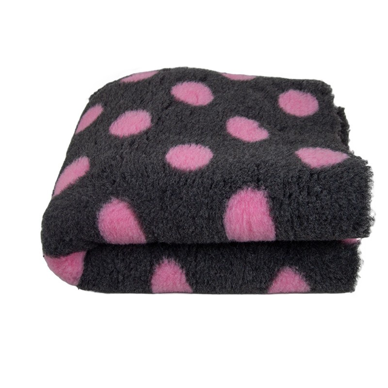 Dry Bed Antypoślizgowe półprzepuszczalne legowisko dla psów szary w różowe kropki 28mm 