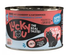 Lucky Lou SuperMono monoproteinowa karma dla dorosłych kotów z wołowiną puszka 200g