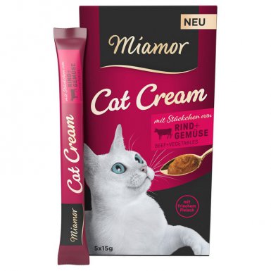 Miamor Cat Cream Huhn Gemuse przysmak w kremie z wołowiną i warzywami 5x15g