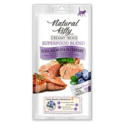 Natural Kitty Kremowy przysmak dla kota z tuńczykiem łososiem i borówką 48g