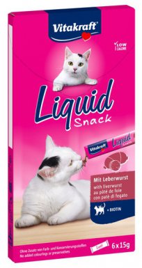 Vitakraft Cat Liquid-Snack z Wątróbka i biotyna 6x15g