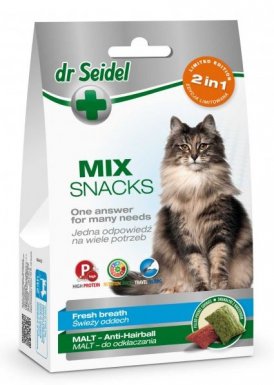 Dr Seidel przysmak mix 2w1 na świeży oddech & malt na odkłaczanie dla kotów 60g