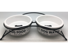 Yarro miska ceramiczne na dla psa na stojaku metalowym motyw napisy + kostka 2x15x5cm