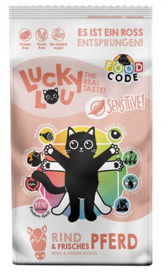 Lucky Lou Food Code Sensitive Wołowina & Konina sucha karma dla dorosłych kotów 