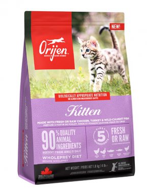 Orijen Kitten biologicznie odpowiednia karma dla kociąt z kurczakiem, indykiem, łososiem śledziem i makrelą