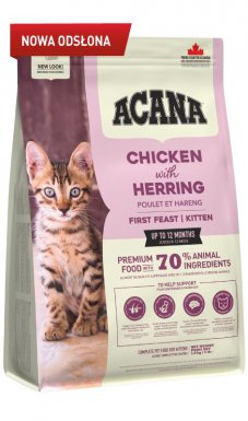 Acana First Feast Cat & Kitten bezzbożowa karma dla kocią z drobiem, śledziem i jajkami ściółkowymi