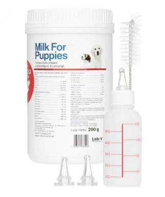 LAB-V Milk For Puppies mleko dla szczeniąt, zestaw z butelką i smoczkami 200g