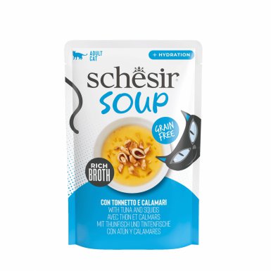 Schesir Soup karma mokra dla kotów zupa tuńczyk z kalmarami 40g