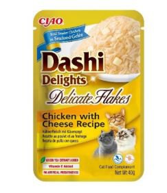 Inaba Cat Dashi Delights Flakes Chicken Cheese z kurczakiem i serem karma mokra dla kota 40g 