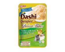 Inaba Cat Dashi Delights Flakes Chicken Tuna & Scal z kurczakiem, tuńczykiem i przegrzebkami saszetka dla kota 40g
