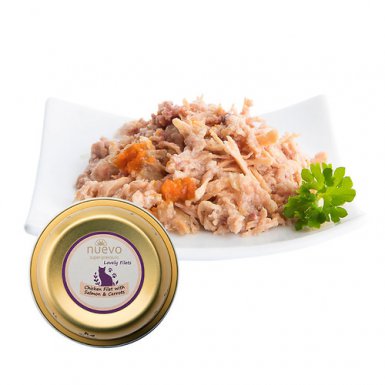 Nuevo Adult Finest filet z kurczaka z łososiem, marchewką i olejem z łososia tacka bez zbóż w sosie 80g