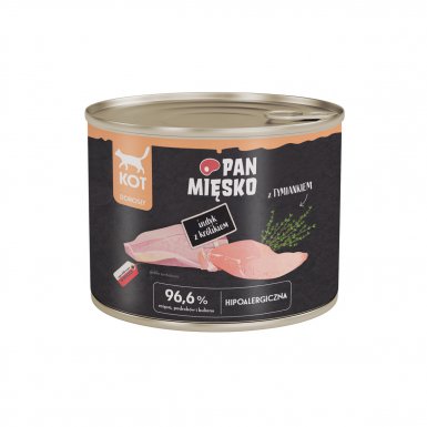 Pan Mięsko karma mokra dla kota 96,6% mięsa podrobów i bulionu indyk z królikiem 200g