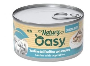 Oasy Cooking Broth sardynki z warzywami w bulionie puszka dla kota 85g