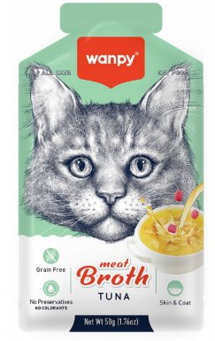 Wanpy Cat Meat Broth Tuna zupa z mięsnymi kawałkami dla kotów tuńczyk saszetka 50g
