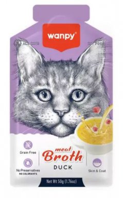 Wanpy Meat Broth Duck zupa z mięsnymi kawałkami z kaczki dla kotów saszetka 50g
