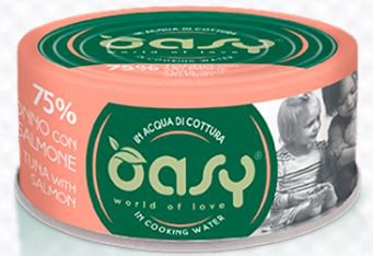 Oasy More Love Cat Adult 75% tuńczyka z łososiem puszka w bulionie 70g