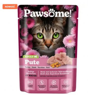 Pawsome Adult kawałki mięsa w pysznym sosie indyk saszetka dla kota 85g