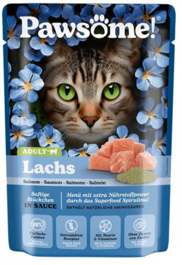 Pawsome Adult kawałki mięsa w pysznym sosie łosoś saszetka dla kota 85g