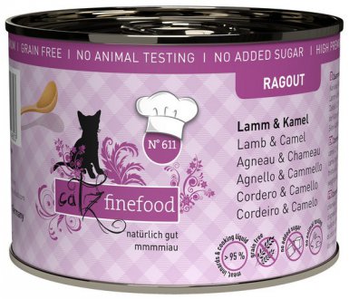 Catz Finefood Ragout N.611 Jagnięcina i Wielbłąd kąski w pysznym sosie puszka bez zbóż