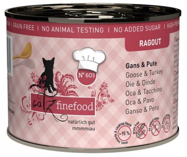 Catz Finefood Ragout N.603 Gęś i Indyk kąski w pysznym sosie puszka bez zbóż