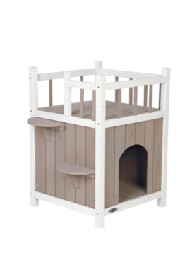 Trixie domek natura z balkonem dla kotów 45x65x45cm biało-szary 