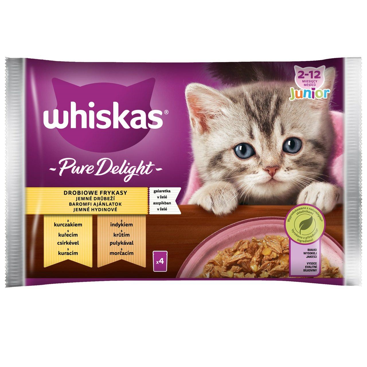 Whiskas Junior Pure Delight Drobiowe Frykasy w galaretce dla kota 4x85g