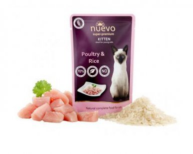Nuevo Kitten drób z ryżem saszetka dla kociąt bez dodatku glutenu 85g