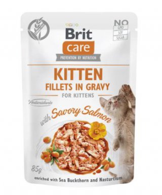 Brit Care Cat Kitten fillets in gravy karma wilgotna filety z łososiem w sosie dla kociąt 85g 