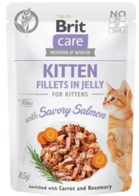 Niska cena! Brit Care Fillets in Jelly Kitten Salmon saszetka dla kociąt z łososiem 85g