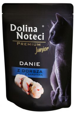 Dolina Noteci Premium Kot Junior Danie z dorsza i sardynki bez zbóż saszetka w sosie 85g