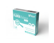 Vetfood Flora Balance Mini zawiera korzystne kultury bakterii i prebiotyk 30 kaps