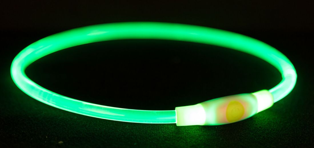 Trixie Obręcz z podświetleniem USB S–M:40cm/8mm zielona