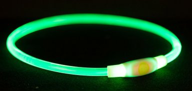Trixie Obręcz z podświetleniem USB L–XL:65cm/8mm zielona