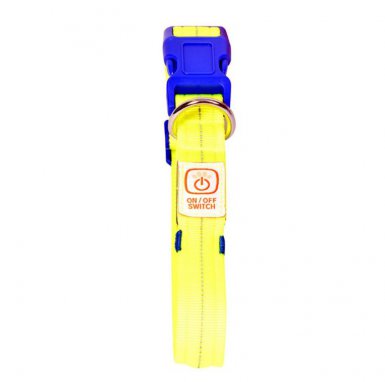 Duvo+ nylonowa świecąca obroża na USB dla psa żółta