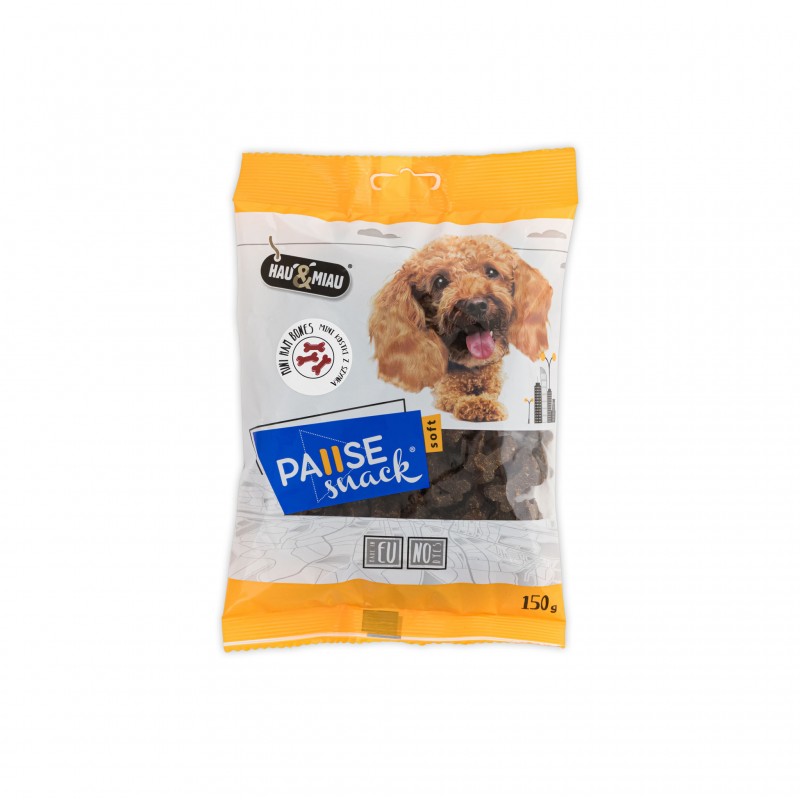 Hau&Miau Pausesnack Soft przysmak dla psa Mini Kostki z szynką 150g