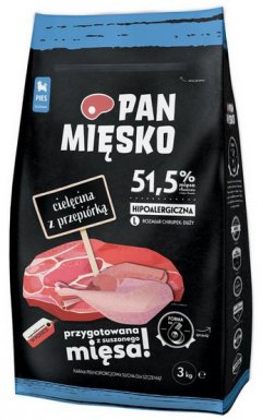 Pan Mięsko dla szczeniąt Karma sucha dla psa cielęcina i przepiórka L