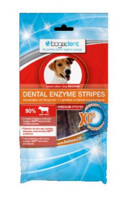 Bogadent Dental Enzyme Stripes Medium przekąski do higieny jamy ustnej dla psów średnich ras 100g