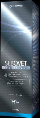 Eurowet Sebovet Excellence Szampon przeciwłupieżowy i przeciwłojotokowy dla psów i kotów 200ml