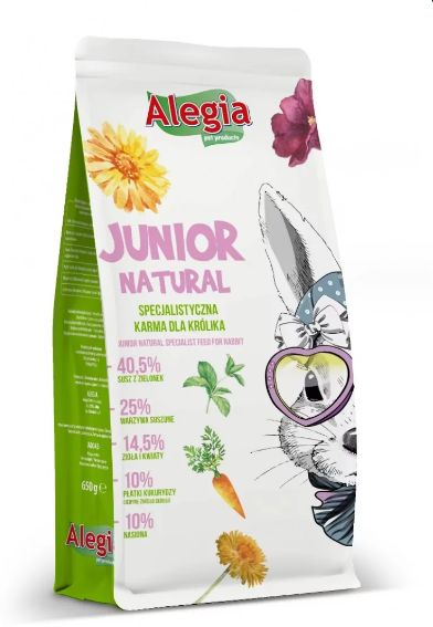 Alegia Junior Natural karma pełnowartościowa dla młodych królików 650g