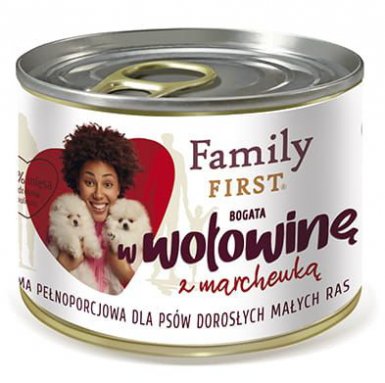 Family First Holidays dla psów dorosłych małych ras, bogata w wołowinę z marchewką 200g