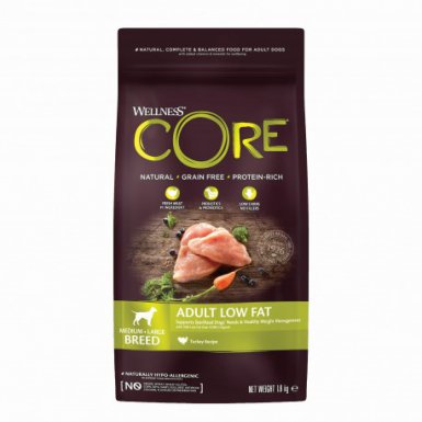 Core Adult Low Fat, karma sucha, dla dorosłych psów średnich i dużych ras z indykiem 1,8kg