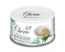 Pettric Cherie Skin Coat Karma dla kota pielęgnacja skóry i sierści kurczak ze szpinakiem w sosie 80g