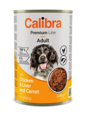 Calibra Adult Dog kurczak wątroba marchewka w sosie puszka 1240g