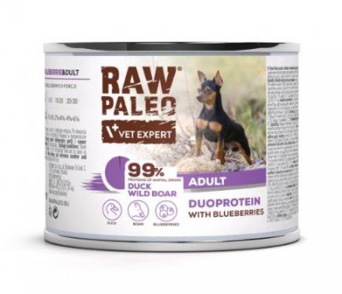 VetExpert RAW PALEO Adult kaczka z dzikiem mokra karma dla dorosłych psów 