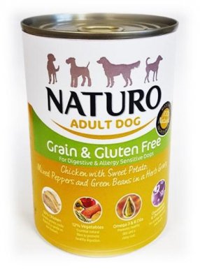 Naturo Grain and Gluten Free nie zawiera zbóż oraz glutenu puszka 390g
