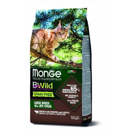 Monge Bwild Grain Free Large Breed- Karma dla dużych kotów z bawołem 1,5kg